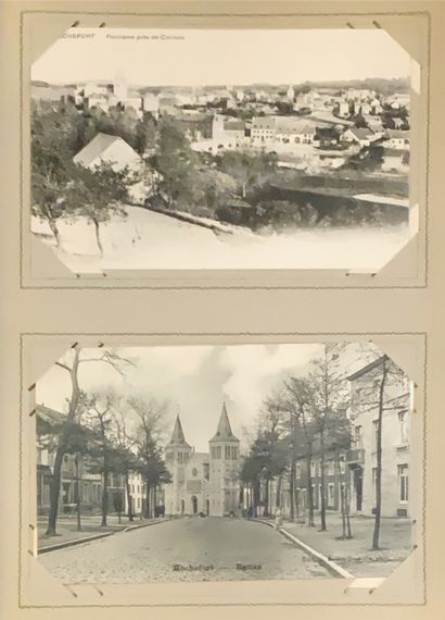 null 
BELGIUM. About 235 postcards and 7 small pictures.
 Gathered in 1 album in-4,...