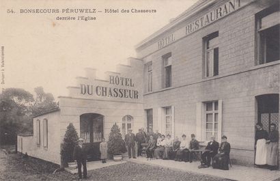 null 
BONSECOURS & PERUWELZ. Ensemble 39 cartes postales & 2 menu «carte postale»...