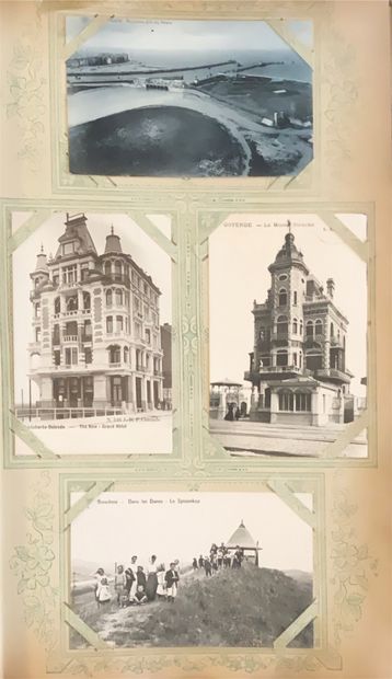 null 
OSTEND. Set of 125 postcards, early 20th century.
 Gathered in 1 album in-4,...