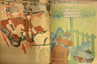 null 
L'ASSIETTE AU BEURRE. 98 livraisons dépareillées.
Paris, Entre le 16/6/ 1906...