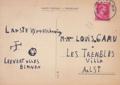 null 
[1940-1945 - RÉSISTANCE] [Louis CAMU ]- Carte postale non signée adressée à...