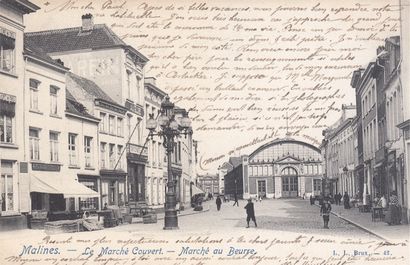 null 
MALINES. Set of 38 postcards circulated before 1910.

Including, the railway...