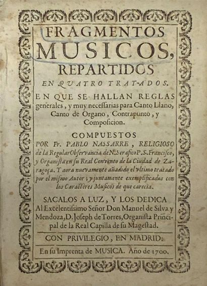 null 
Pablo NASSARRE - Fragmentos musicos repartidos en quatro tratados en que se...
