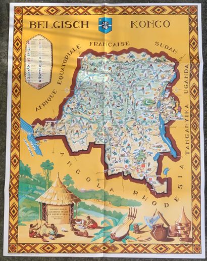 null 
[AFFICHE] LABOULAIS - Belgisch Kongo.
Bruxelles, De Visscher, 1949. 110 x 83...