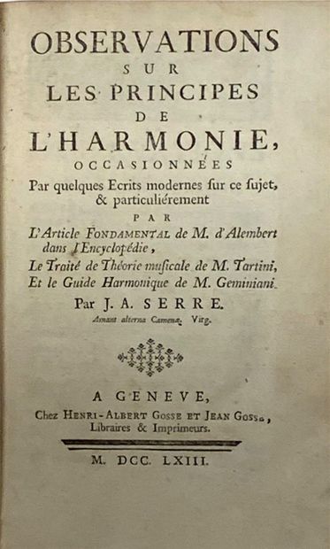 null 
Jean Le ROND d' ALEMBERT / [PIERRE-JOSEPH ROUSSIER] / JEAN-ADAM SERRE - Réunion...