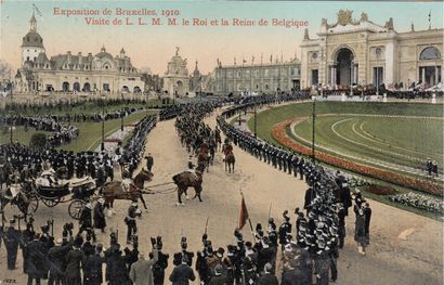 null 
EXPOSITION UNIVERSELLE BRUXELLES 1910. Environ 450 cartes postales accompagnées...