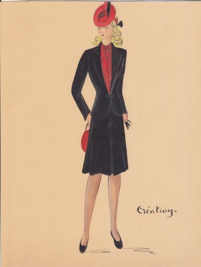 null 
[MODE] A. LEPRINCE - «1941». Modèles de vêtements, probablement dessinés par...