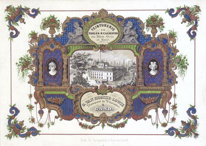 null 
[瓷器卡]根特。一套12张根特企业的瓷卡。
Ghent, Lith.G. Jacqmain（10）或F.& E. Gyselinck (2), 19世纪中期。各种尺寸，多色或双色。

"帆布和花布的染色...G....