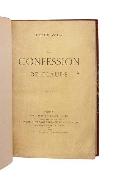 
Émile ZOLA - La Confession de Claude.
Paris,...