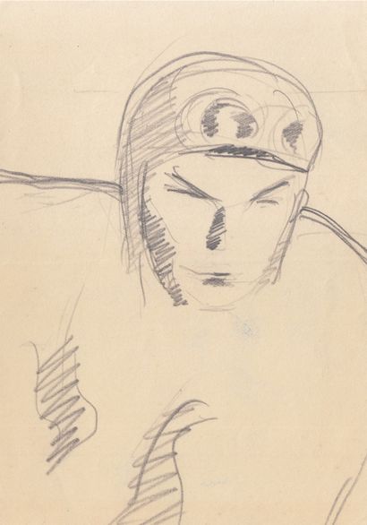 null 
[Antoine de SAINT-EXUPÉRY ]- 26 sketches, mostly caricatures, unsigned.
 [1929-1930]....