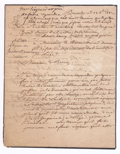 null 
LIÈGE & IER EMPIRE. 28 various documents, handwritten and printed.
 1802-1816....