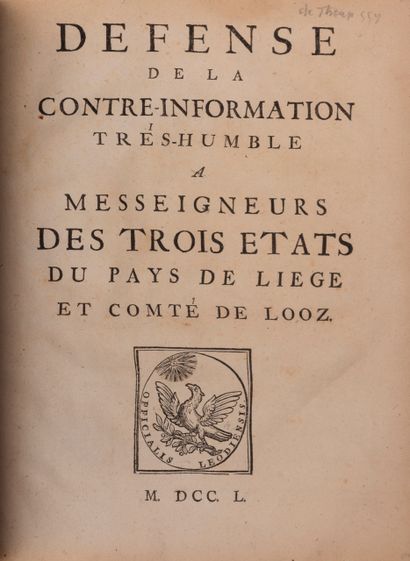 null 
[LIÈGE] 9 publications relatives à la principauté et province de Liège. 
Liège,...