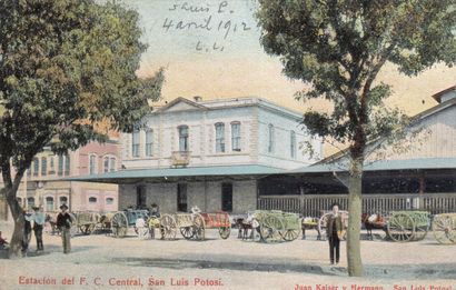 null 
MEXIQUE : CHARCAS (San Luis Potosi). Ensemble 8 photos-cartes, ca. 1912 + 4...