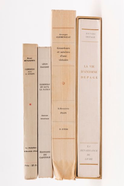 null 
[CLÉMENCEAU GEORGES.] Lot de 3 volumes de ou sur Georges Clemenceau, plus une...