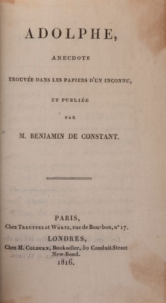 null 
Benjamin CONSTANT DE REBECQUE dit Benjamin CONSTANT - Adolphe, anecdote trouvée...