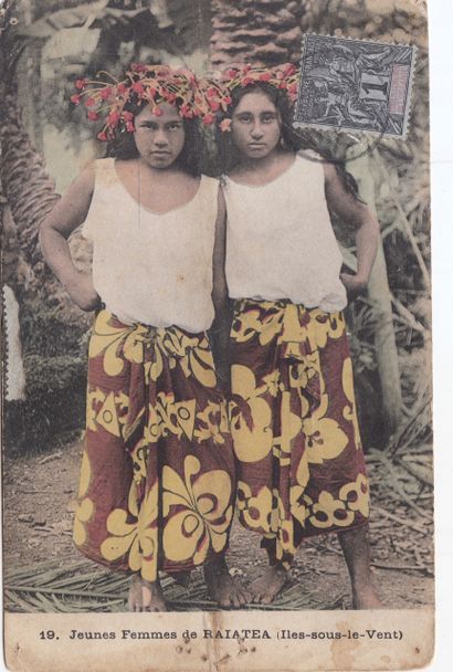 null 
TAHITI. Set of 4 postcards: "Aitutaki", "Tepaitu", "Tuane", "Young women of...
