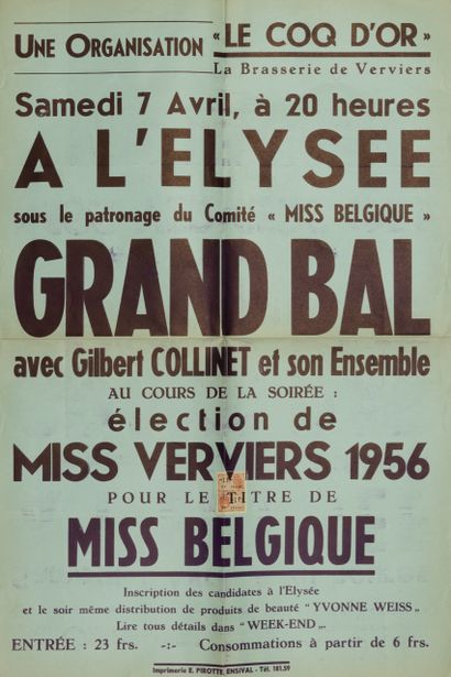 null 
«ÉLECTION DE MISS» (Bruxelles, Verviers, La Côte, Belgique). Ensemble 8 affiches.
...