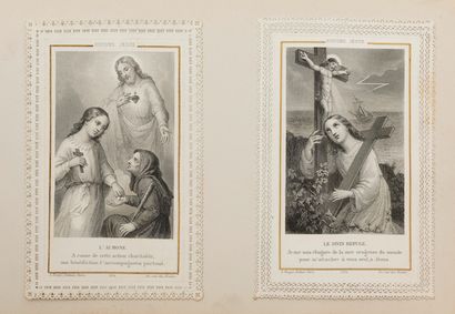 null [RELIGIOUS IMAGERY] First communion souvenirs.
 Late 19th c. Album in-12, [12]...