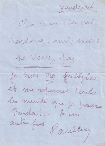 null [AUTOGRAPHES] FRENCH COMEDIANS - 10 signed autograph letters except 1 telegram.

By...