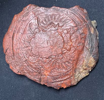 null [SIGILLOGRAPHIE] 2 red wax orbicular seals.
 17th-18th c.

1. Large seal with...