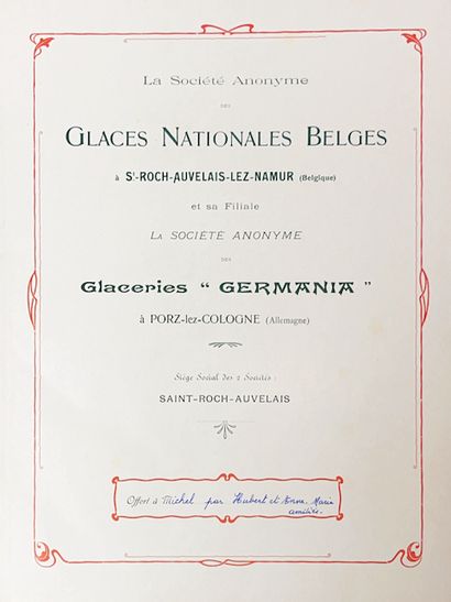 null [CATALOGUE COMMERCIAL] La Société Anonyme des Glaces Nationales Belges in St-Roch-Auvelais-Lez-Namur...