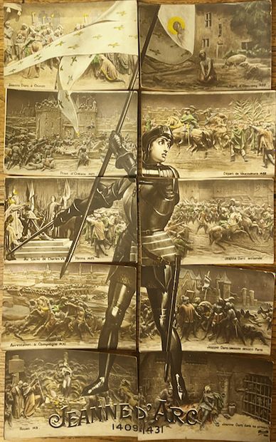 null JEANNE D'ARC [PUZZLE]. Set of 2 sets of 10 cards forming 2 puzzles. Complete.
...
