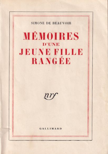 null Simone de BEAUVOIR - Mémoires d'une jeune fille rangée.
Paris, Gallimard, (1958)....