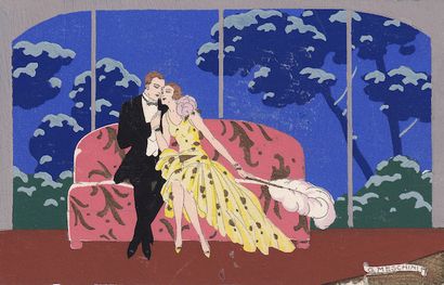 MESCHINI Giovanni MESCHINI - Set of 4 Art Deco stencilled postcards.

Flirtatious...
