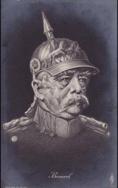 null Napoléon Ier. Bismarck. 2 cartes postales réalisées à partir d'anamorphoses....