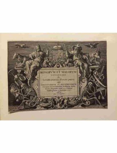 JAN SADELER I (1550-1600) Bonorum et malorum consensio & horum praemia, illorum poena.
Anvers,...