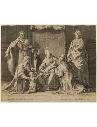 JAN SADELER I (1550-1600) D'APRÈS LELIO ORSI (1511-1587) Madonna di Reggio.
Belle...