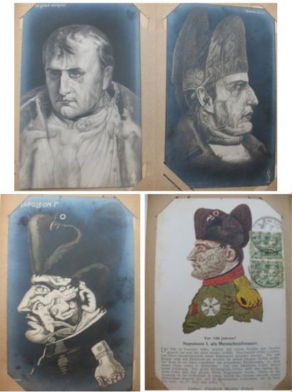 Napoléon 102 Cartes postales, certaines en couleur. Album in-12, se dépliant en accordéon,...