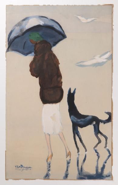 VAN DONGEN 
Kees VAN DONGEN (1877-1968) - Femme avec un chien marchant sur la plage.


Impression...