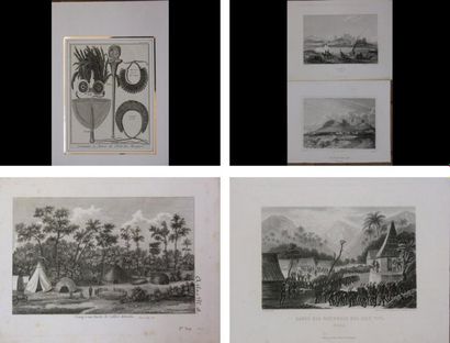 Afrique et Océanie Ensemble d'environ 90 gravures, extraites d'ouvrages XIXeme, avec...