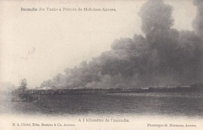 null 
ANVERS-HOBOKEN. Incendie des tanks à pétrole. 17 cartes postales.
Anvers, Phototypie...