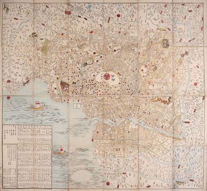 null 
[JAPON] KAEI KAISEI FUGÔ O-EDO [Carte d'Edo et de son district, révisée durant...