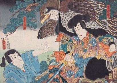 Kuniyasu 
[JAPON] ÉCOLE UTAGAWA KUNIYASU - Scène de kabuki. Trois personnages.

Page...