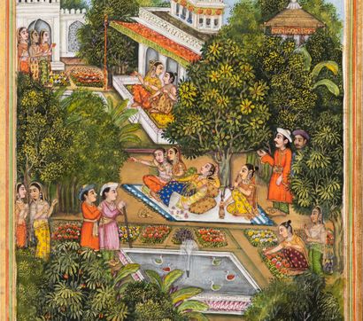 Miniature indienne peinte recto et verso illustrant un manuscrit ourdou 
Inde du...