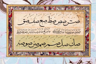 Muraqqa’ aux papiers marbrés : Exercices de calligraphie et poésie 
Turquie, art...