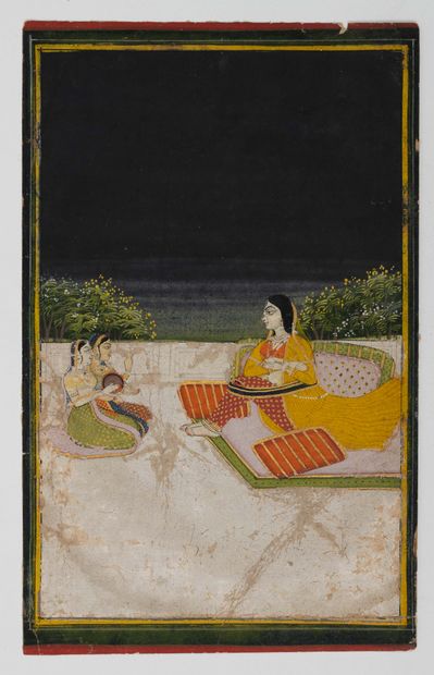 Quatre miniatures indiennes Provincial Mughals, Faizabad and Rajasthan, 17th-19th...
