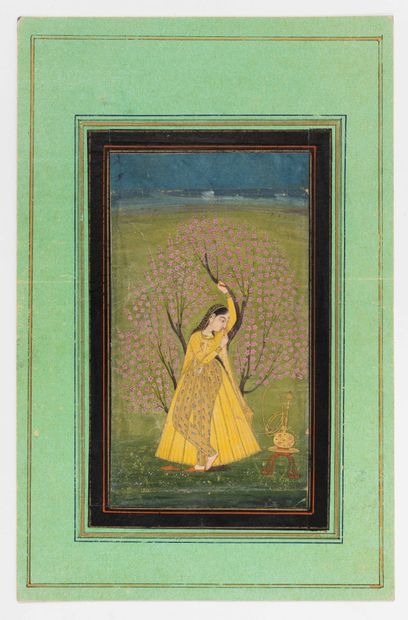 Quatre miniatures indiennes Provincial Mughals, Faizabad and Rajasthan, 17th-19th...