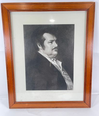  Jean-Alfred Gérard-Séguin. 
Honoré de Balzac
A vue : 45*33cm.
Lithographie.
Encadrée.
(Galantaris,... Gazette Drouot