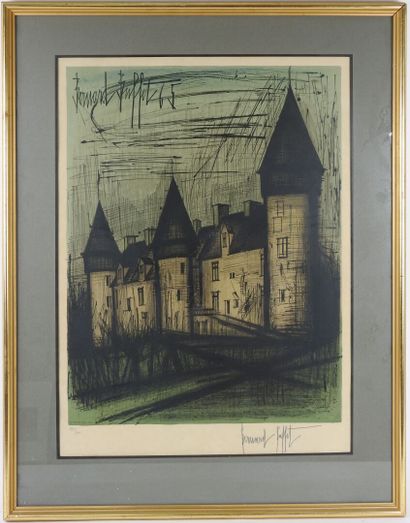  Bernard BUFFET (1928-1999).
Le château de Culan.
Lithographie sur papier signée... Gazette Drouot