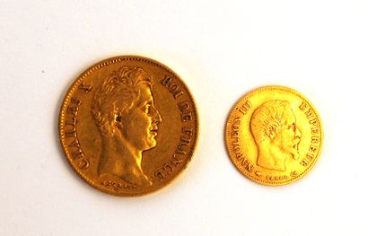 null * Pièce de 40 francs de 1830 et pièce 10 francs de 1859


Poids : 15,9