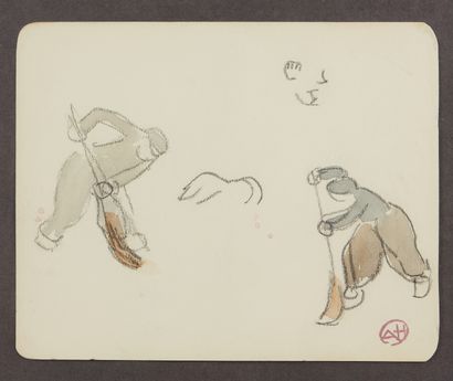 null * Augustin HANICOTTE (1870-1957)


Etude de paysans


Crayon et lavis sur papier...