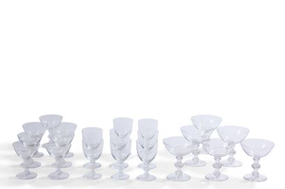 null LALIQUE France 


Part of service of glasses including : 


6 champagne glasses...