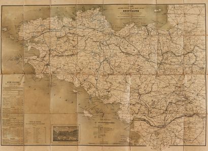 null CHARLE, Jean Baptiste Louis. Road map of Brittany. Paris, ca. 1837/45. Boundaries...