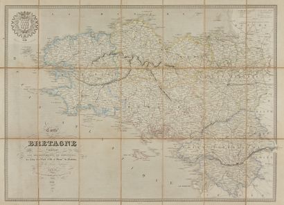 null CHARLE, Jean Baptiste Louis. Carte routière de la Bretagne. Paris, ca. 1837/45....