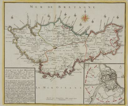 null RASPE, G.N. Accurate Carte der Insul Belle Isle. Nuremberg, ca. 1765. Boundaries...