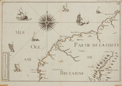 null TASSIN, Christophe. (Part of the coast of Brittany). Paris, 1634. Black and...